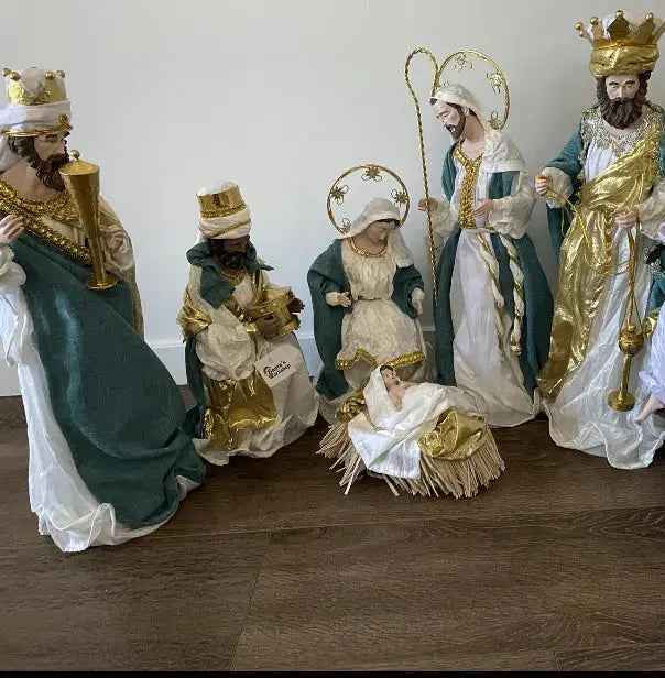 Blue & White Handmade Nativity Set