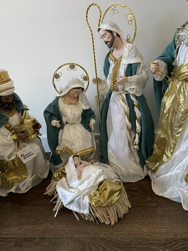 Blue & White Handmade Nativity Set