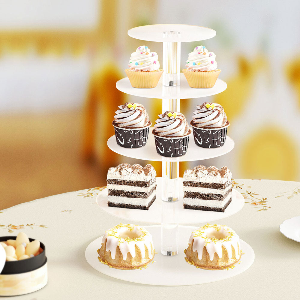 5-Star Chef 5-Tier Acrylic Cake Stand – Clear Wedding & Party Display