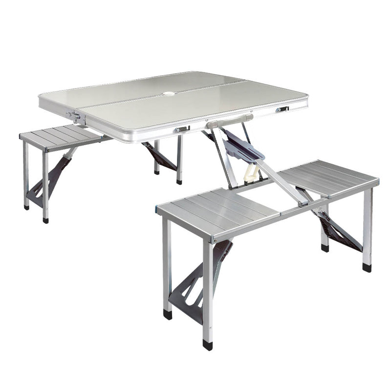 Weisshorn Folding Camping Table with 2 Benches – Outdoor Set