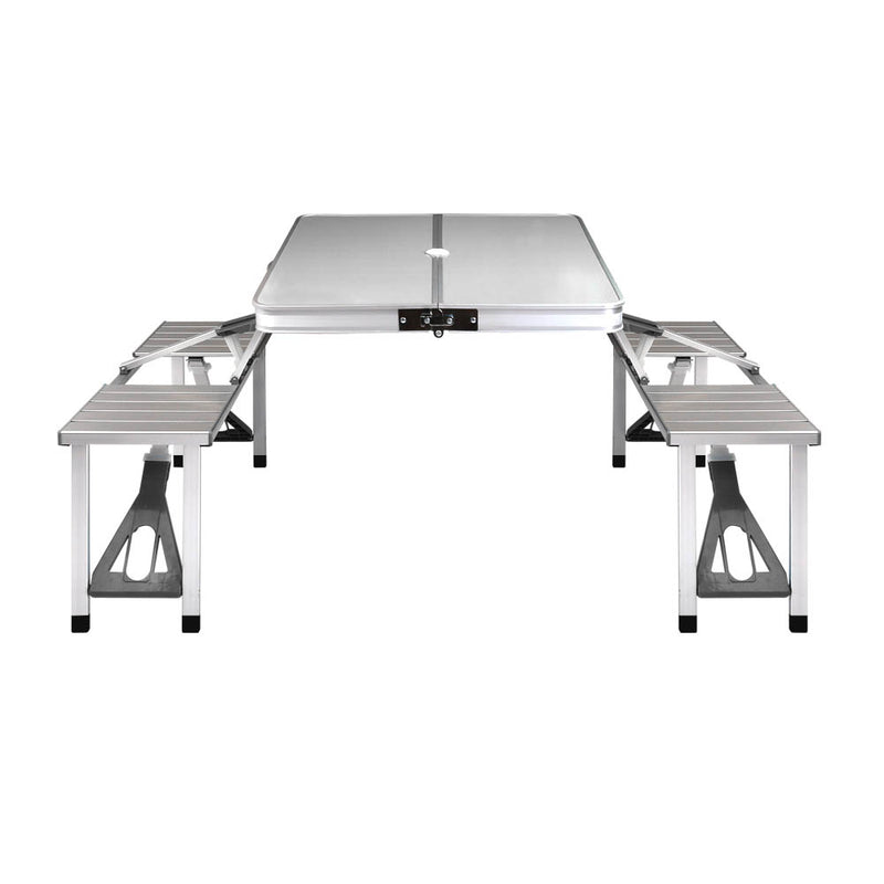 Weisshorn Folding Camping Table with 2 Benches – Outdoor Set