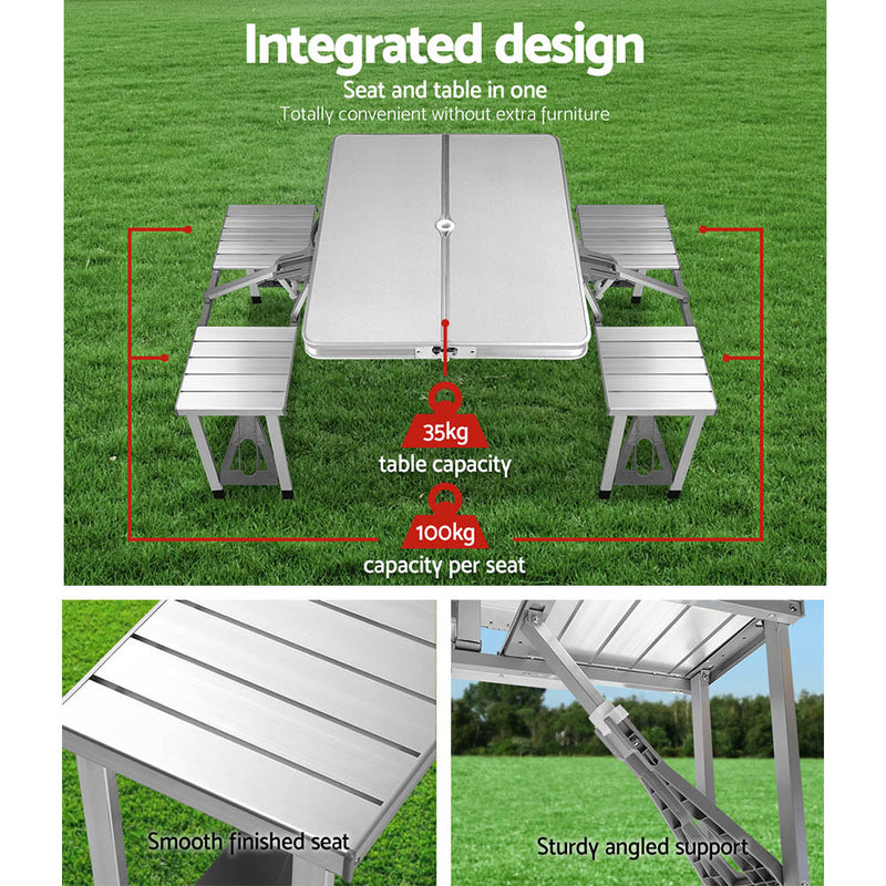 Weisshorn Folding Camping Table with 2 Benches – Outdoor Set