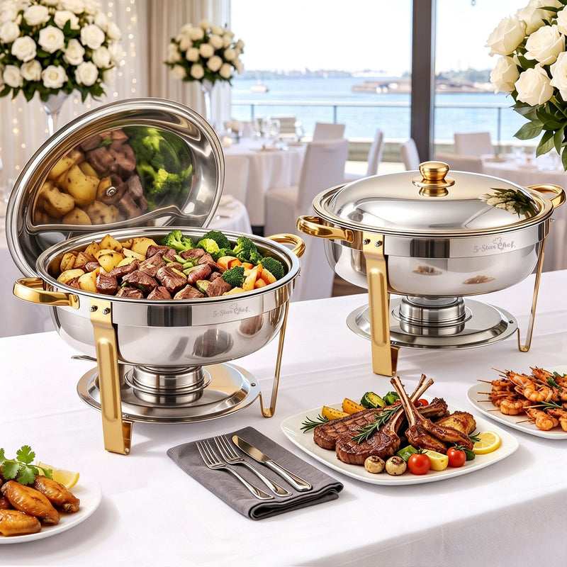 5-Star Chef 5L Chafing Dish Set 2 Pack Buffet Food Warmers