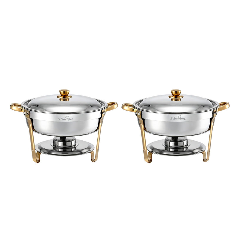 5-Star Chef 5L Chafing Dish Set 2 Pack Buffet Food Warmers