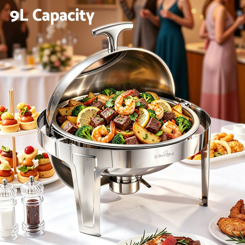 5-Star Chef 9L Round Chafing Dish Buffet Food Warmer