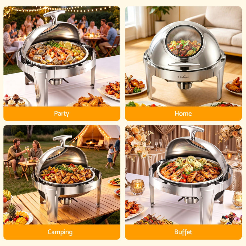 5-Star Chef 9L Round Chafing Dish Buffet Food Warmer