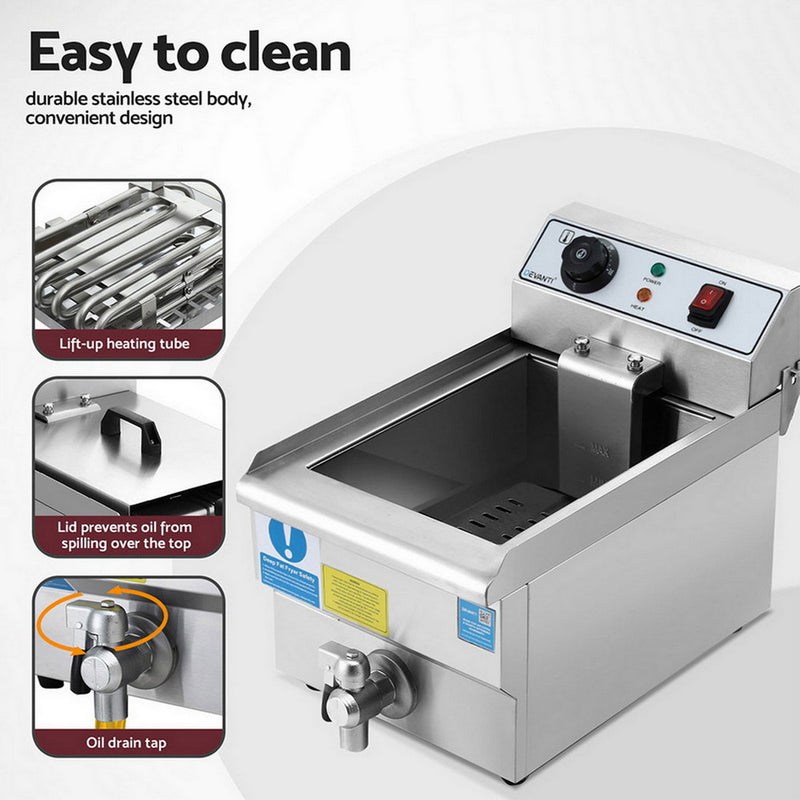 3000W Electric Deep Fryer – 10L Stainless Steel w/ Basket & Lid