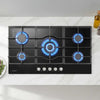 Devanti 90cm 5 Burner Gas Cooktop – Black Tempered Glass