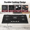 Devanti 90cm 5 Burner Gas Cooktop – Black Tempered Glass