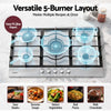 Devanti 90cm 5 Burner Gas Cooktop – Stainless Steel LPG/NG