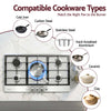 Devanti 90cm 5 Burner Gas Cooktop – Stainless Steel LPG/NG