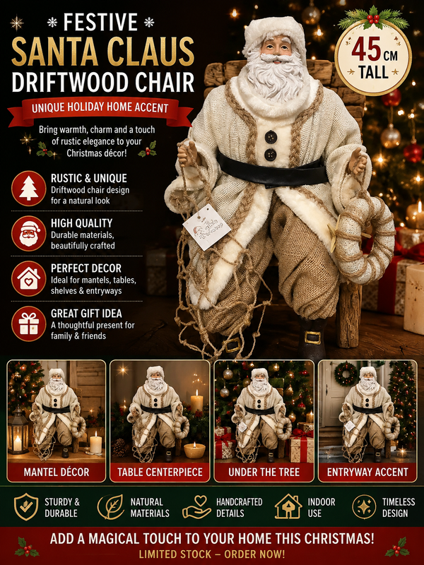Santa Claus on Driftwood Chair – 45cm