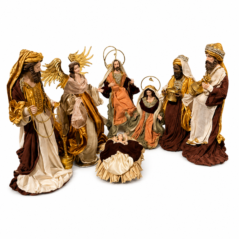Handmade Nativity Set with Manger – 35–50cm