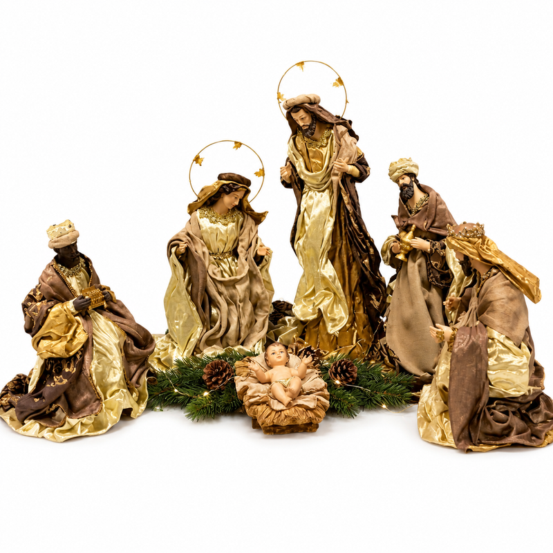 Handmade Nativity Set with Manger – 35–51cm
