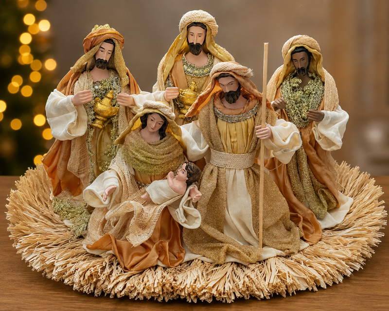 Gold Nativity with Manger – 53cm