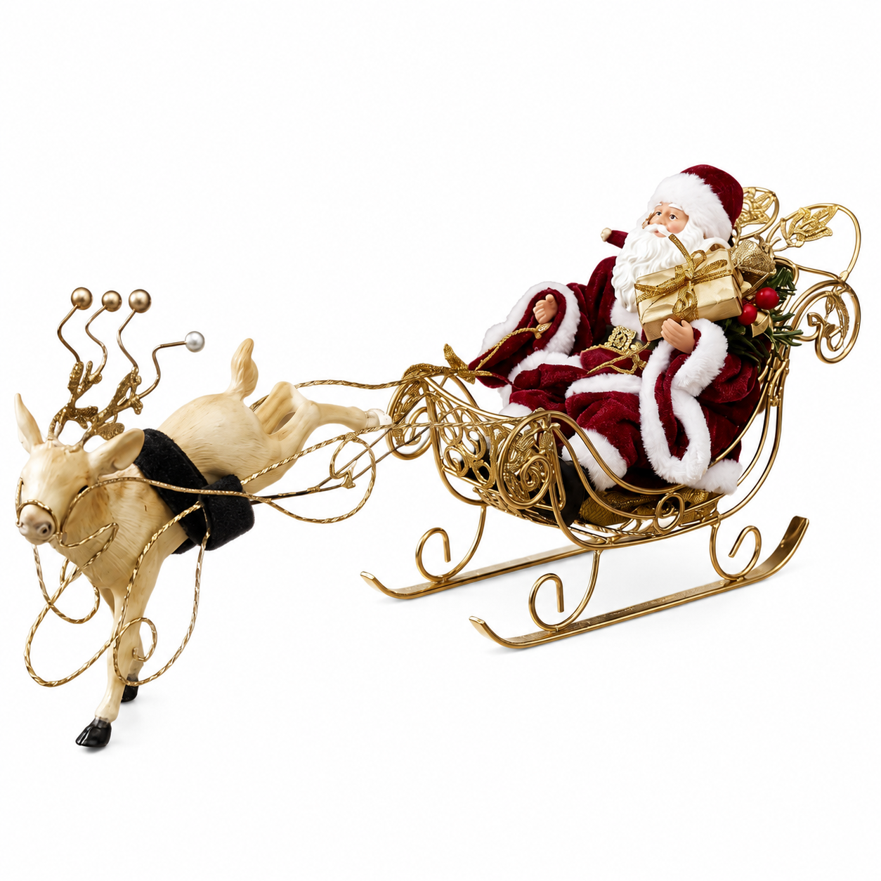Santa Sleigh with Reindeer – 20cm