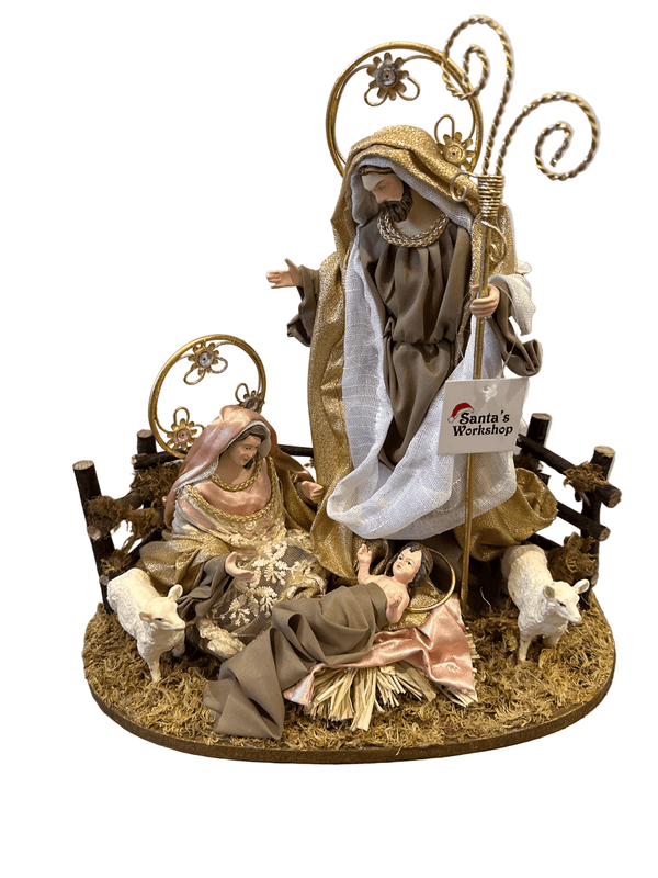 30cm Holy Family Nativity Ornament with Barn Animals
