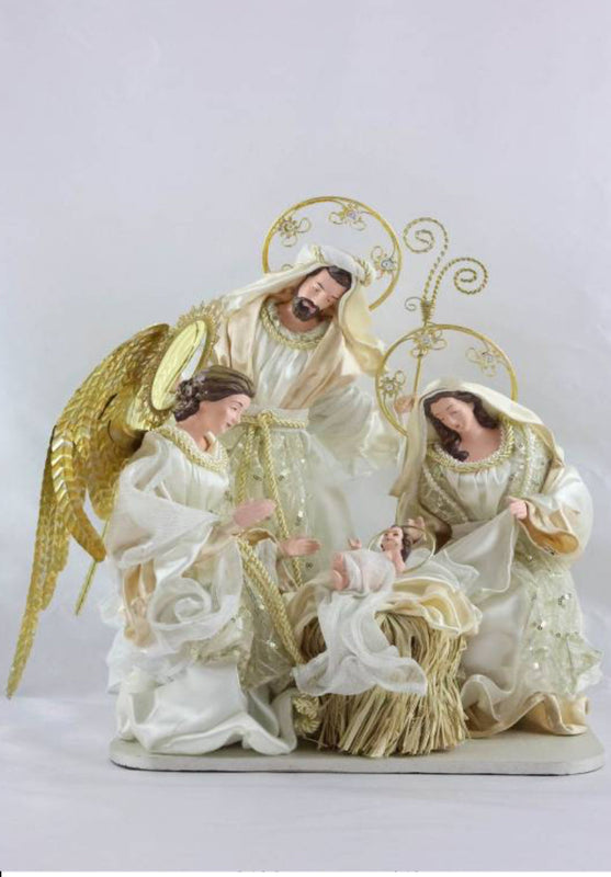 45cm Handmade Nativity Set with Angel & Three Wise Men