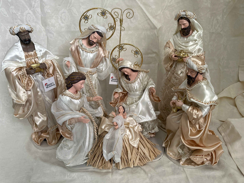 45cm Handmade Nativity Set with Angel & Three Wise Men