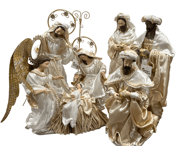 45cm Handmade Nativity Set with Angel & Three Wise Men