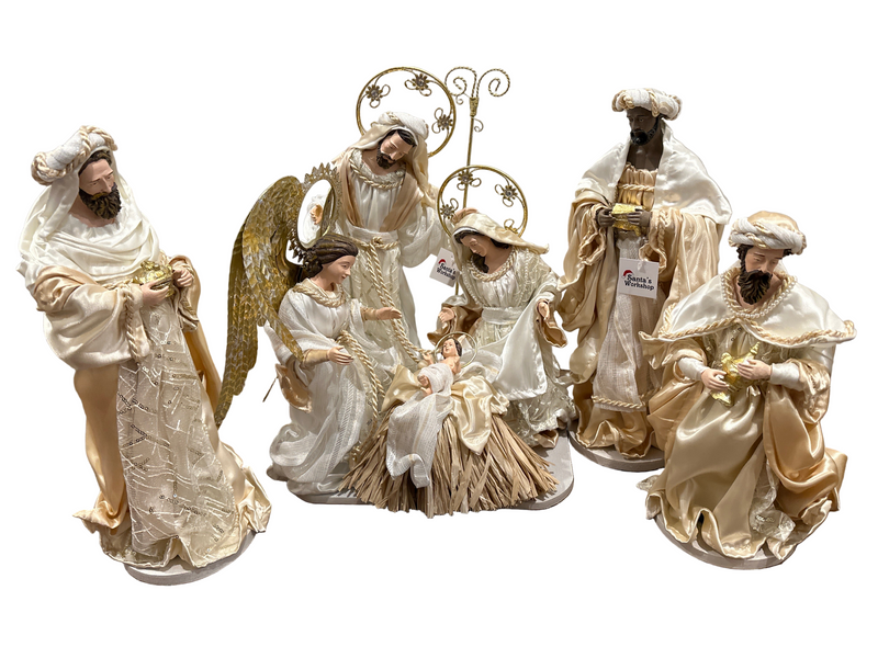 45cm Handmade Nativity Set with Angel & Three Wise Men