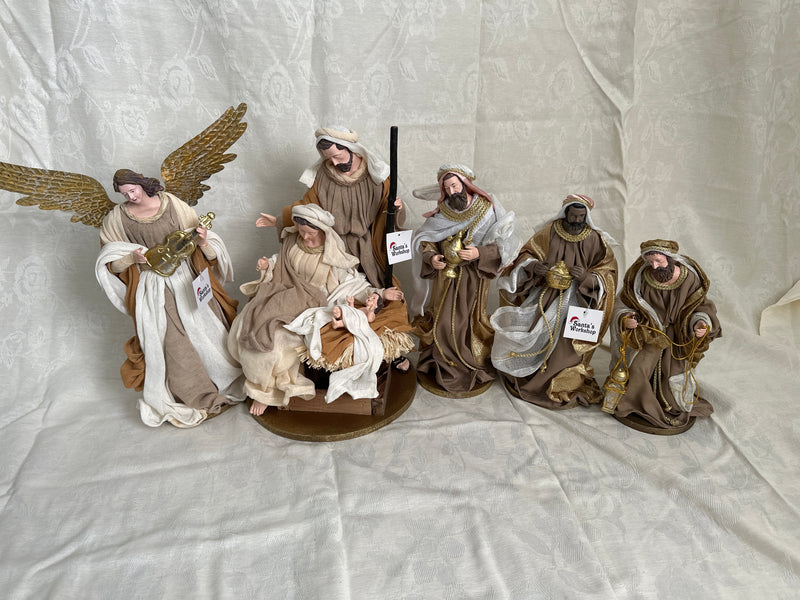 35cm Handmade Nativity Set with Angel & Three Wise Men