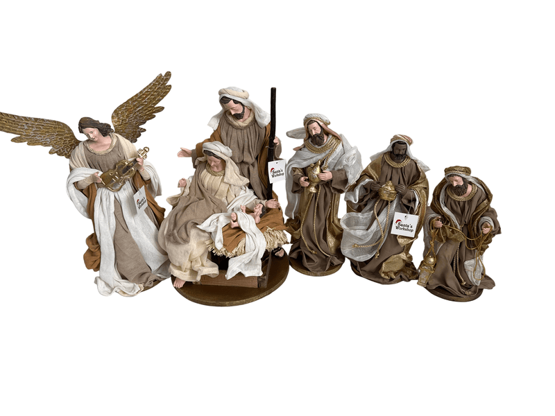 35cm Handmade Nativity Set with Angel & Three Wise Men