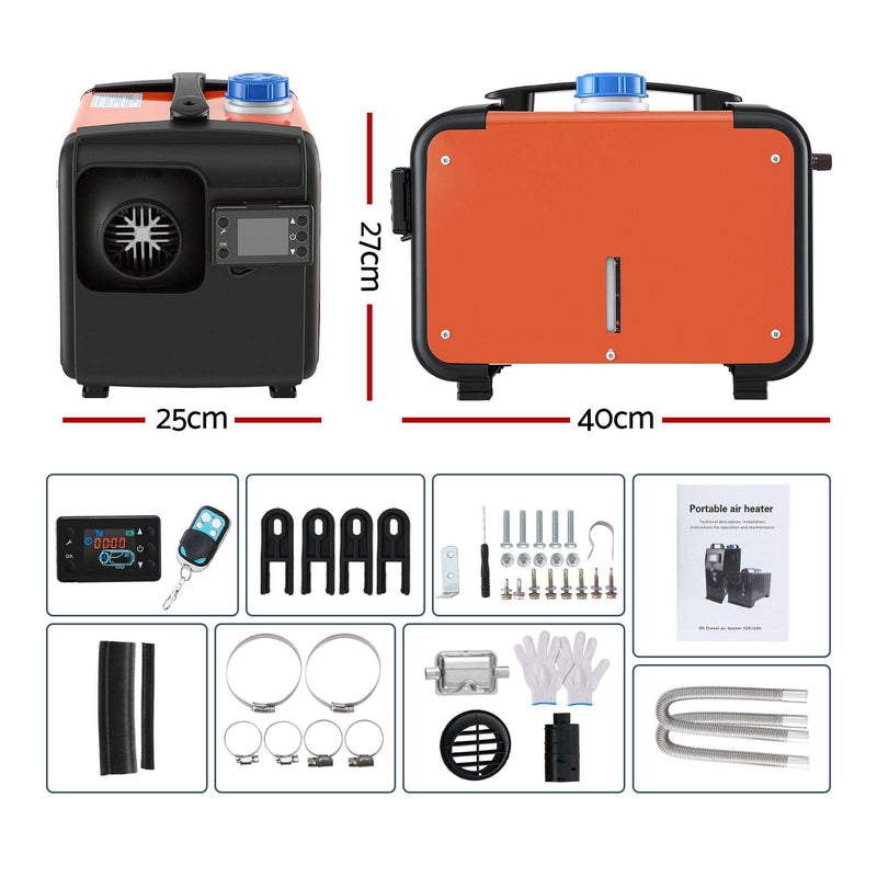 Giantz 5KW Diesel Air Heater All-in-One – 12/24V with LCD & Remote