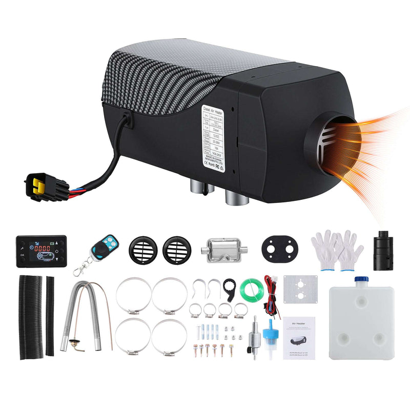Giantz 2KW Diesel Air Heater – 12/24V with LCD & Remote (Black)