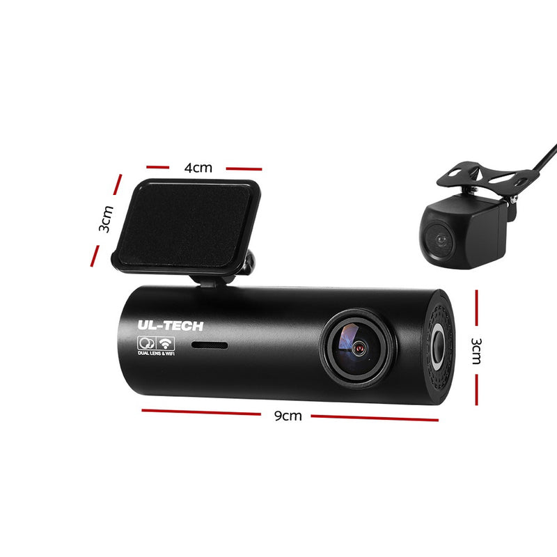 UL-Tech 4K Dash Cam Hidden Front & Rear Wi-Fi