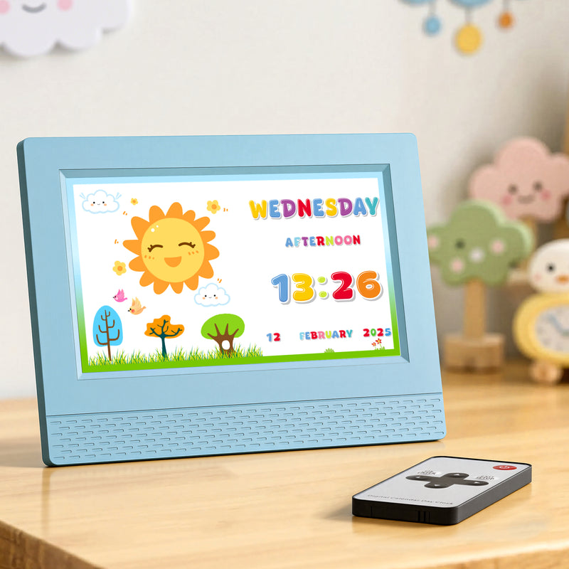 Artiss 7" Digital Day Clock with Calendar & Alarm – Blue