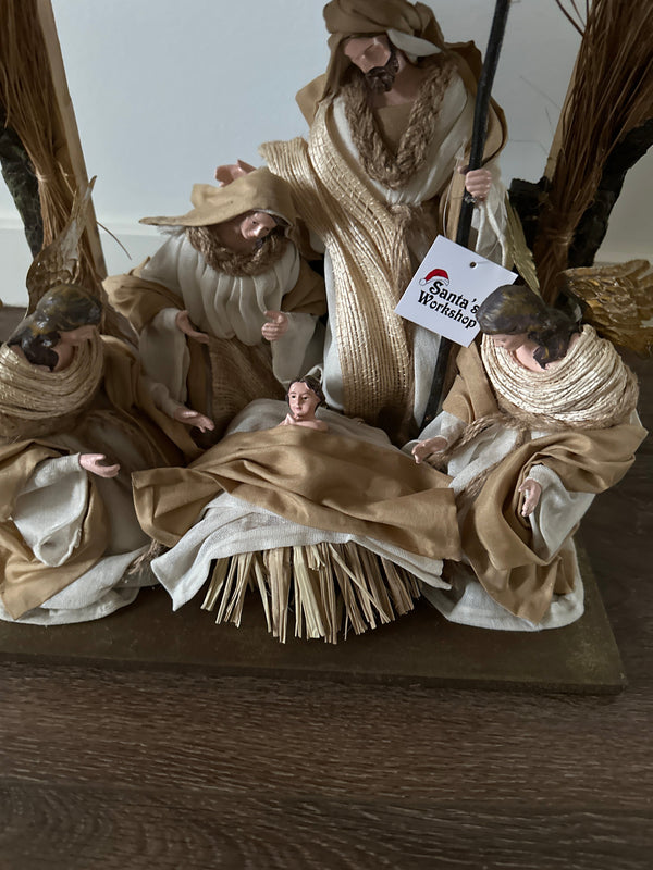 41cm Nativity Set with Holy Family, Angels & Barn Animals