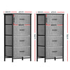 Set of 2 Chest of 4 Drawers – Tallboy Storage Dressers Grey