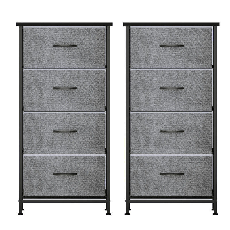 Set of 2 Chest of 4 Drawers – Tallboy Storage Dressers Grey