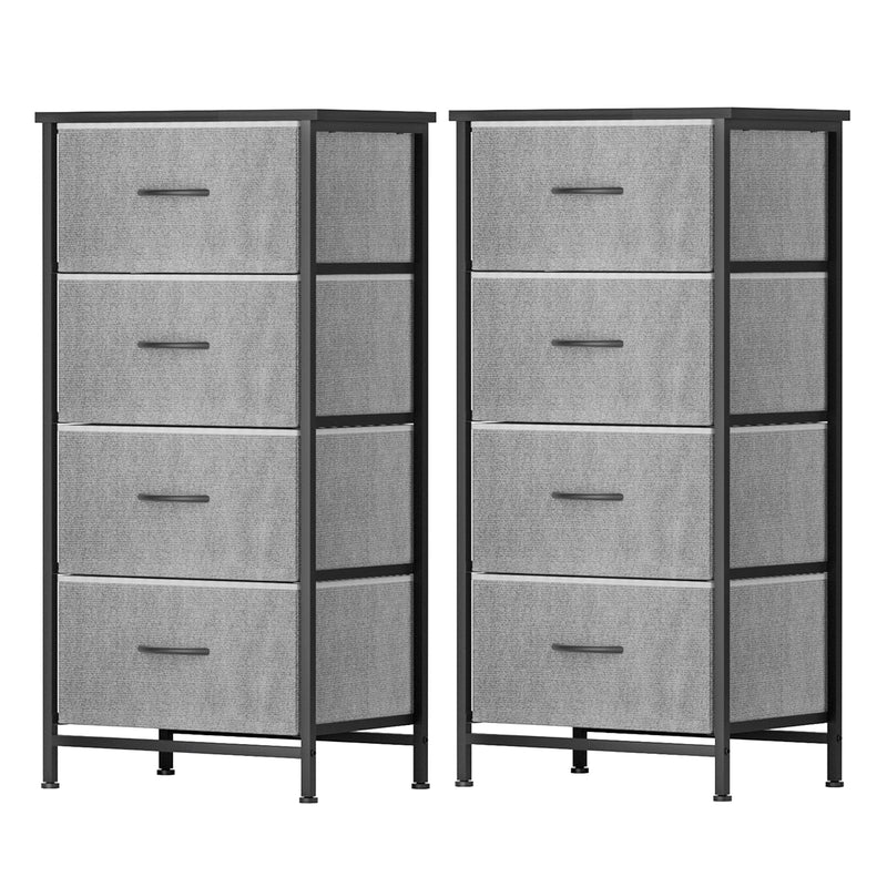 Set of 2 Chest of 4 Drawers – Tallboy Storage Dressers Grey