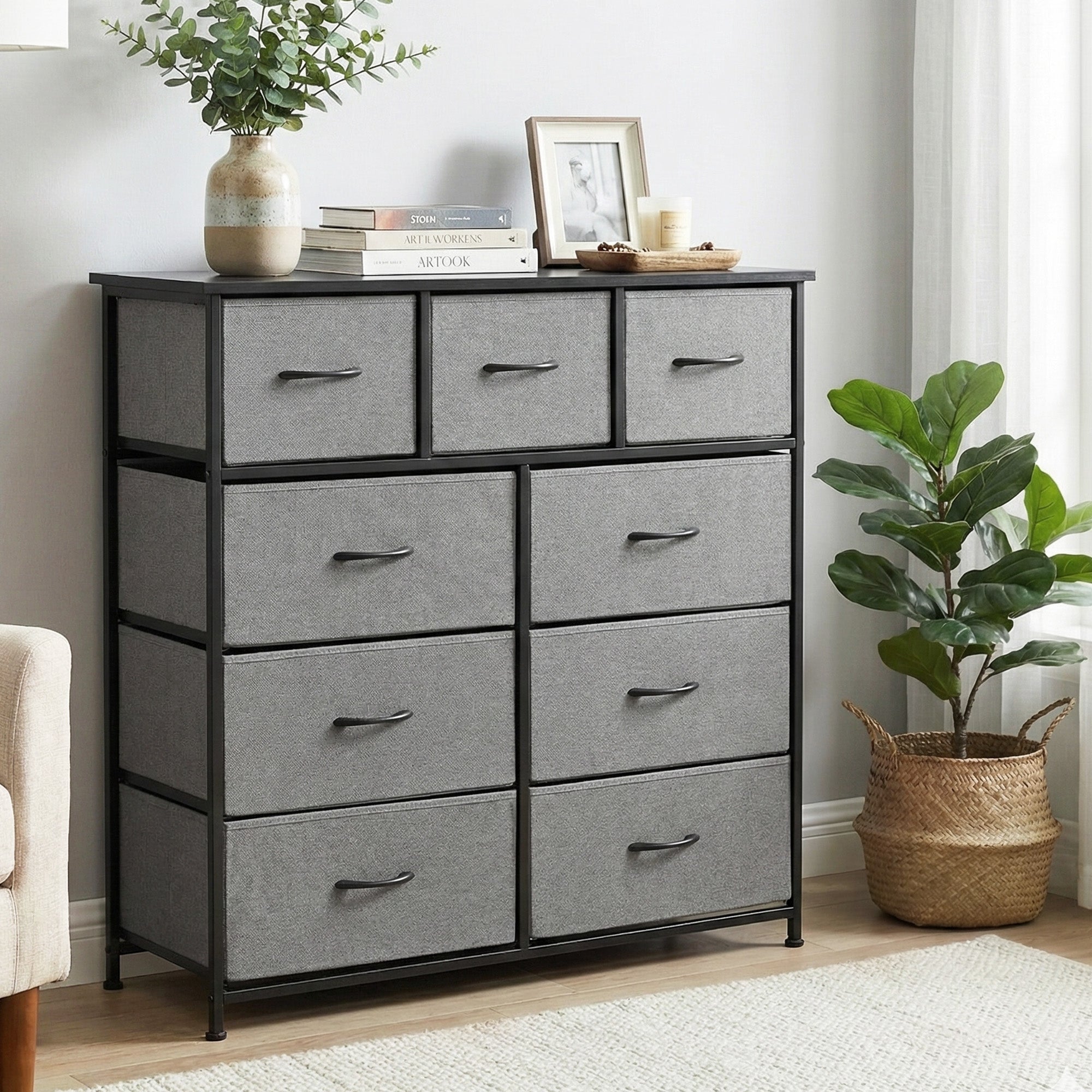 Artiss 9-Drawer Chest – Dark Grey
