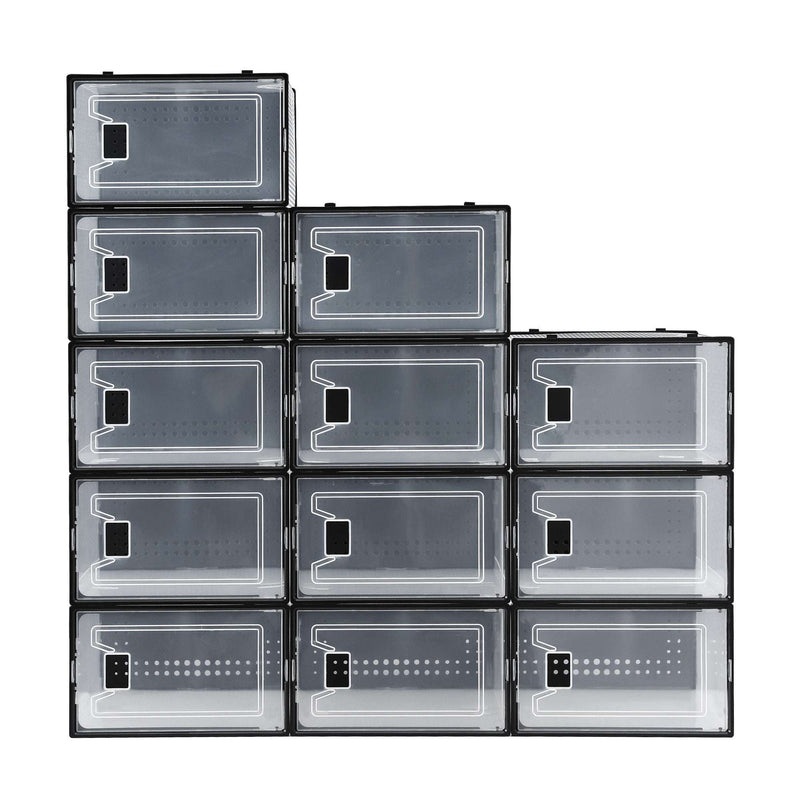 Artiss Stackable Shoe Storage Boxes Set of 12 – Black