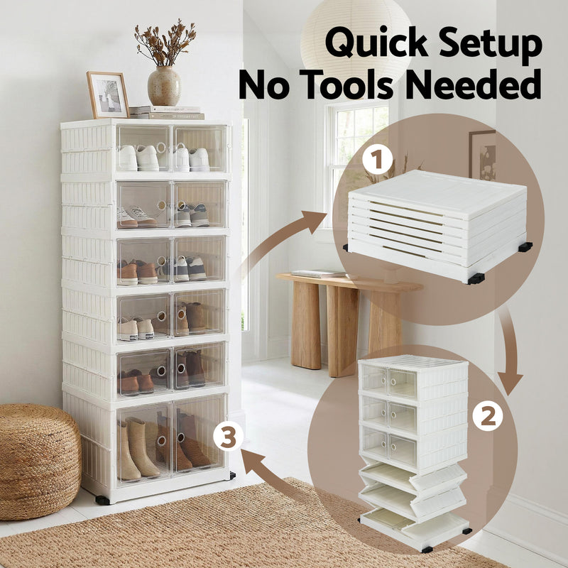 Artiss 6-Tier Foldable Shoe Storage Box – 12 Pairs
