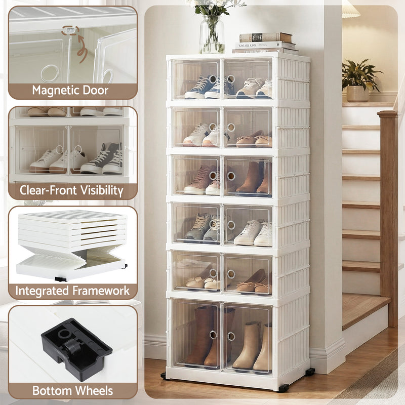 Artiss 6-Tier Foldable Shoe Storage Box – 12 Pairs