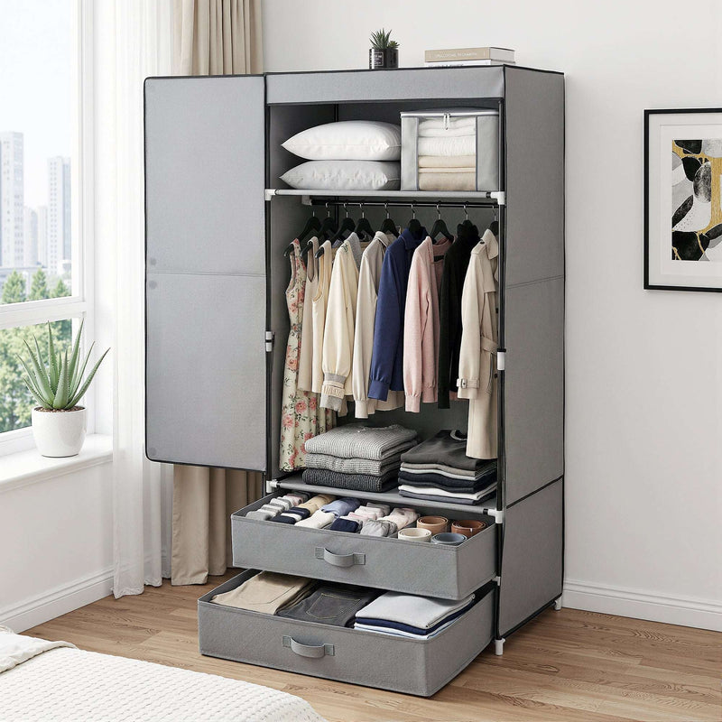Artiss Portable Wardrobe Closet with Magnetic Door – Grey