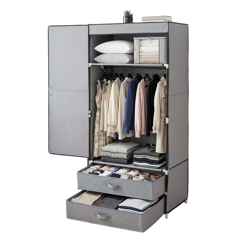 Artiss Portable Wardrobe Closet with Magnetic Door – Grey