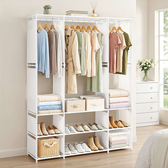 Artiss Portable Wardrobe with Open Shelf White