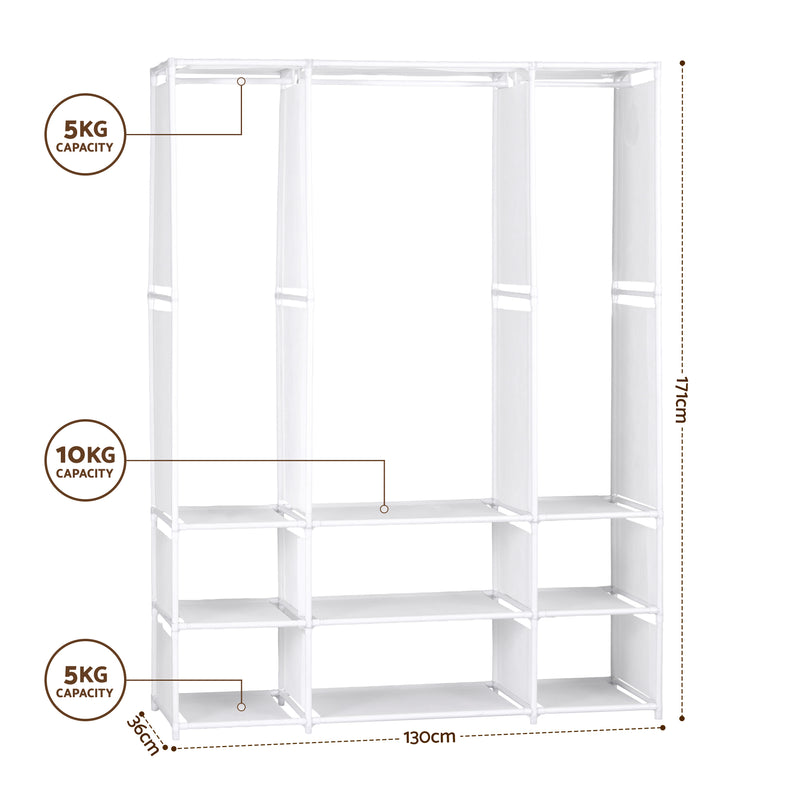 Artiss Portable Wardrobe with Open Shelf White