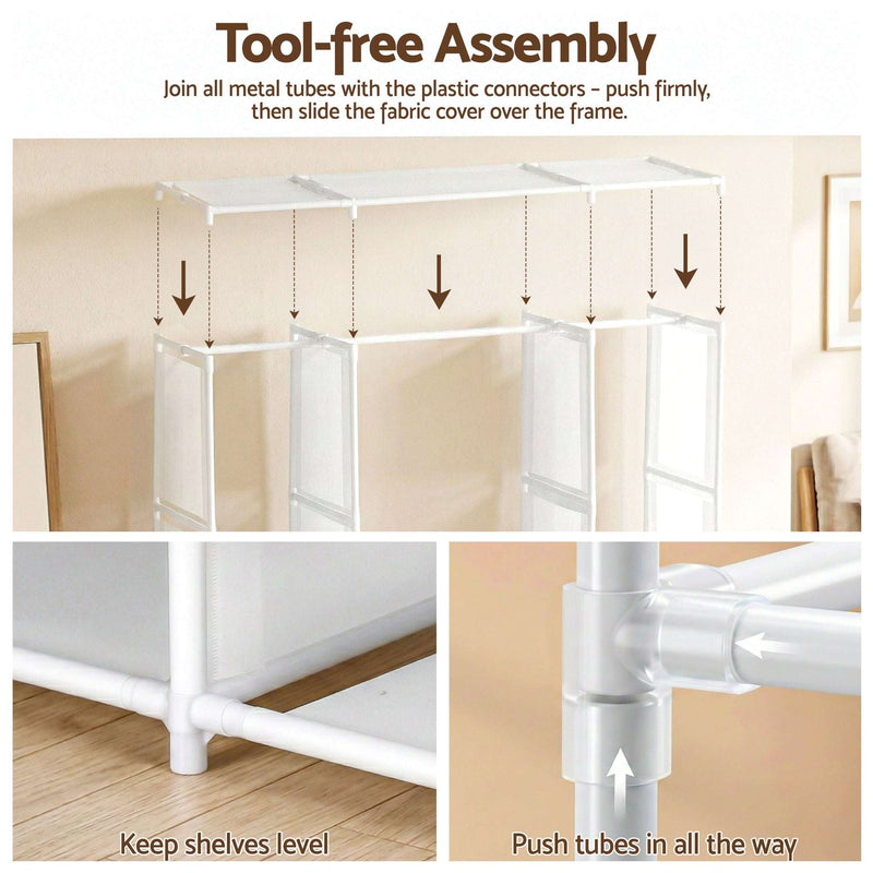 Artiss Portable Wardrobe with Open Shelf White