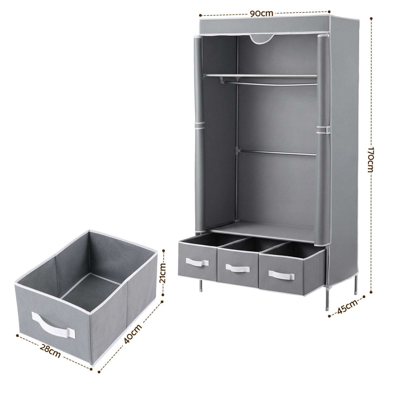 Artiss Large Portable Wardrobe Closet – Grey