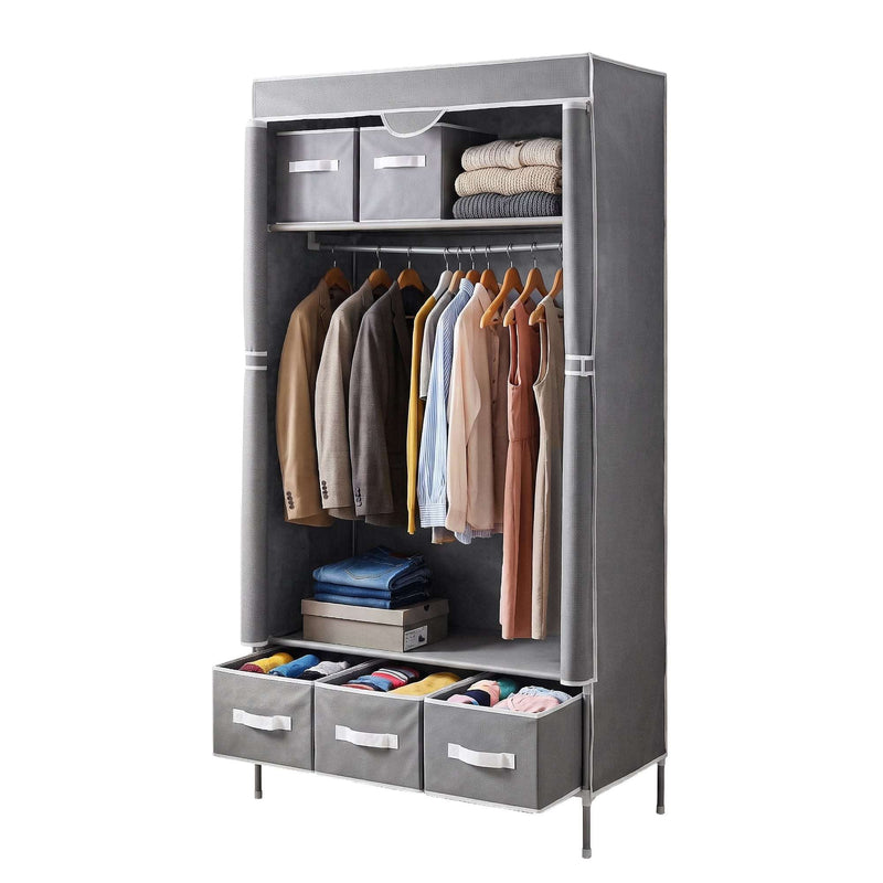 Artiss Large Portable Wardrobe Closet – Grey