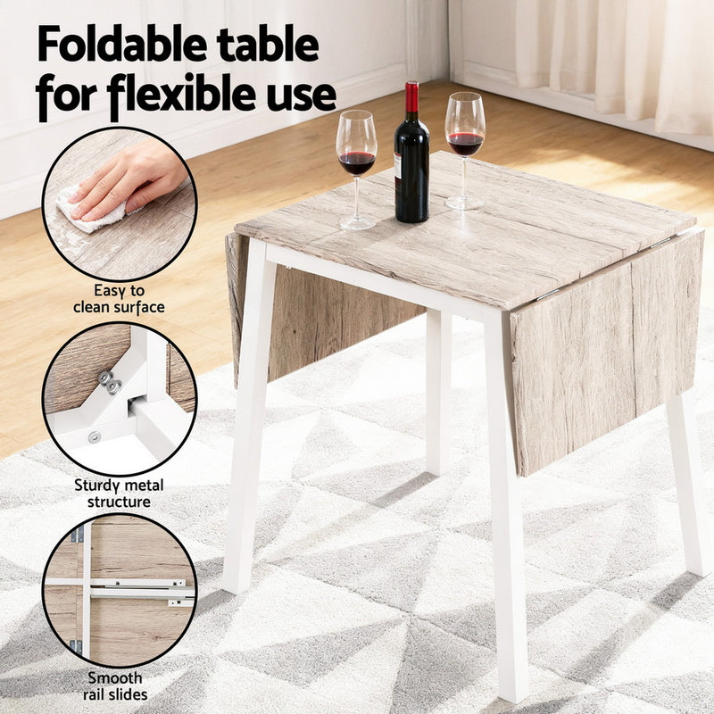 Foldable 5pc Dining Set – Natural & White