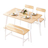 4-Piece Dining Table & Bench Set – Natural White