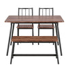 4-Piece Dining Table & Bench Set – Rustic Brown