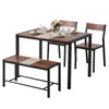 Rustic Brown Dining Set with Bench – 4 Piece